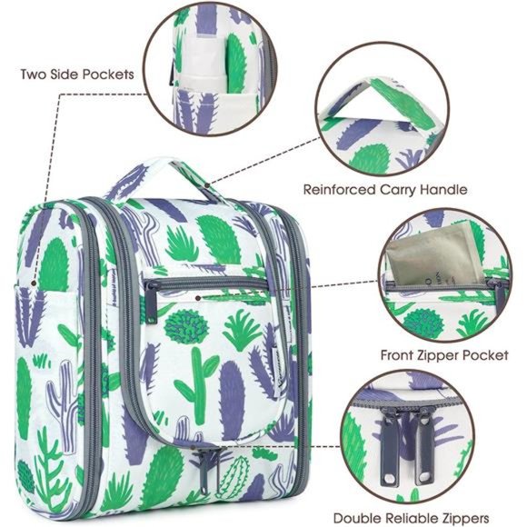 Hanging Travel Toiletry Bag Cosmetic Make up Organizer for Women Cactus Bag - Picture 7 of 7